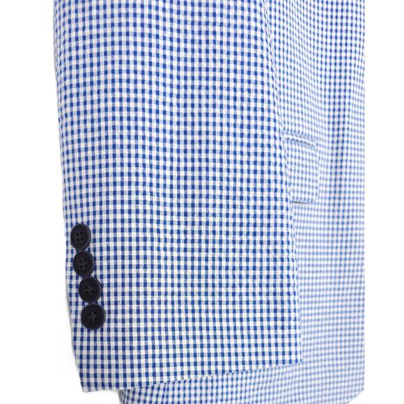 Nautica Mens Modern Fit Seersucker Sport Coat Blazer 38S Navy White Stretch NWT - Picture 5 of 7